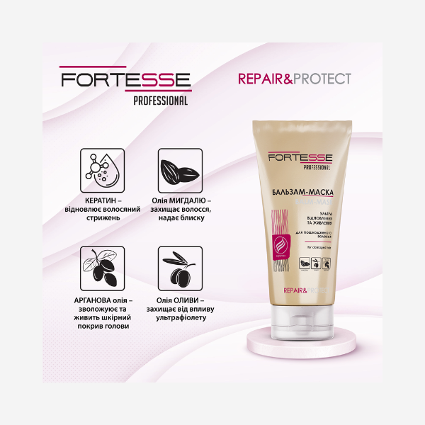 Бальзам-маска відновлююча для пошкодженого волосся «Fortesse Professional» Repair&Protect, 200 ml Фото №4