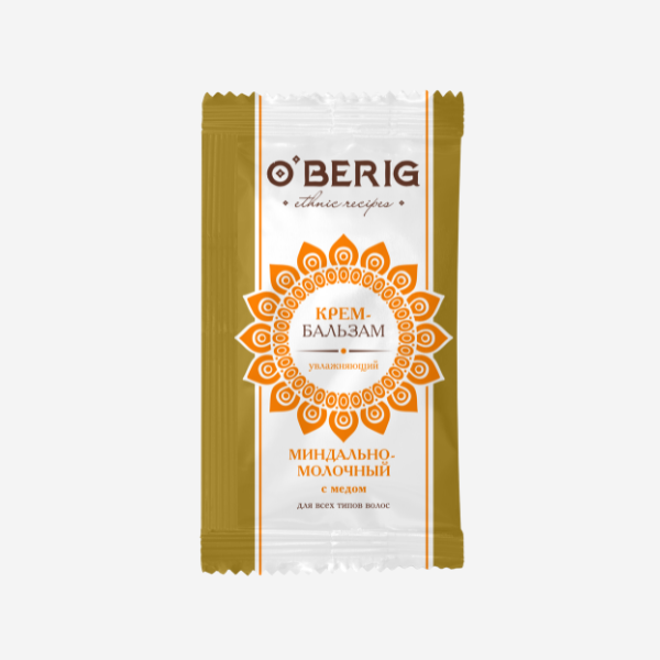 Бальзам мигдально-молочний з медом  для всіх типів волосся, “O’BERIG”, 15 ml Фото №2